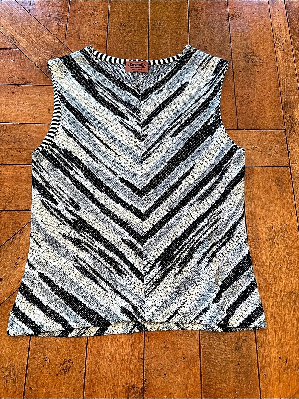Missoni Geometric Knit Tank Top in Black & White Size 42